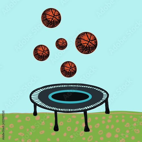 jumps a jump the spring weeds a springboard a trampoline a vector an illustration