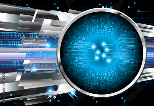 Fototapeta Naklejka Na Ścianę i Meble -  Blue eye cyber circuit future technology concept background