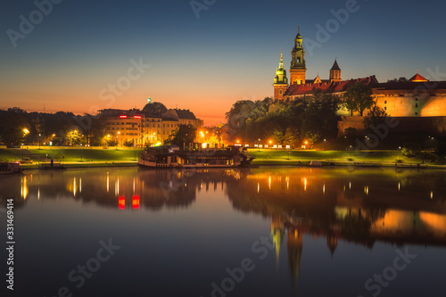 Panorama of Cracow  Poland  with royal Wawel castle  cathedral.