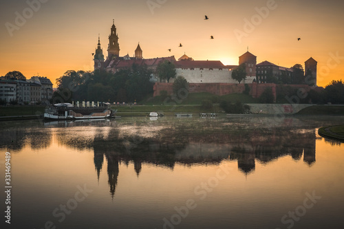 Panorama of Cracow, Poland, with royal Wawel castle, cathedral.