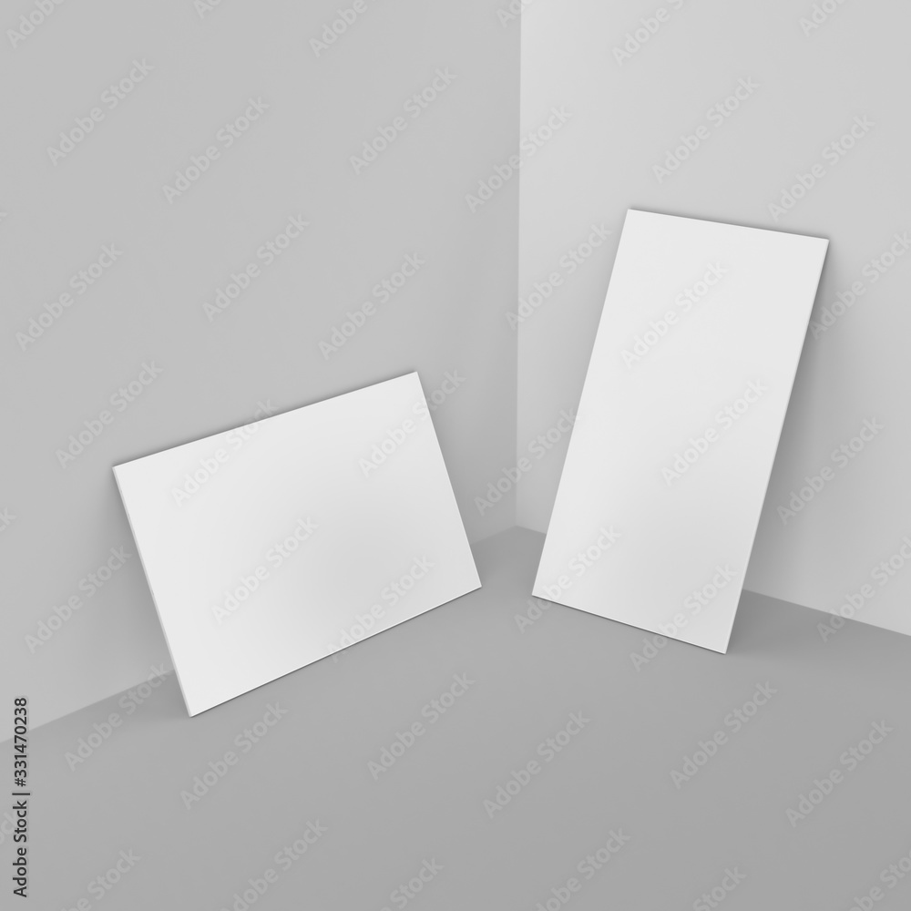 Fototapeta premium Blank white 3d visiting card template 3d render illustration for mock up and design presentation.