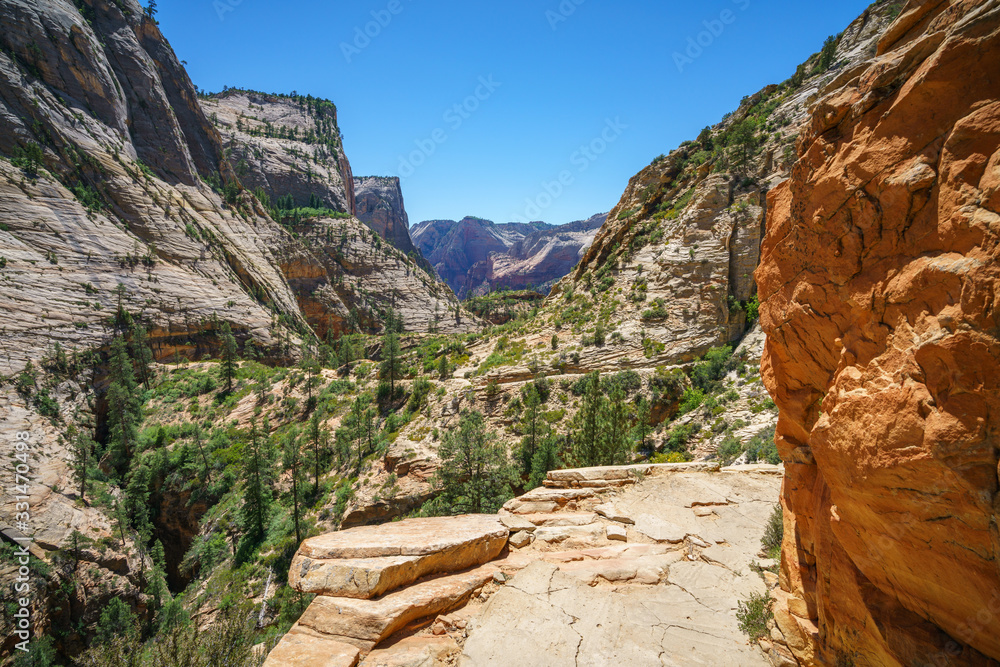 hiking the observation point trail in zion national park, usa hiking the observation point trail in zion national park, usa