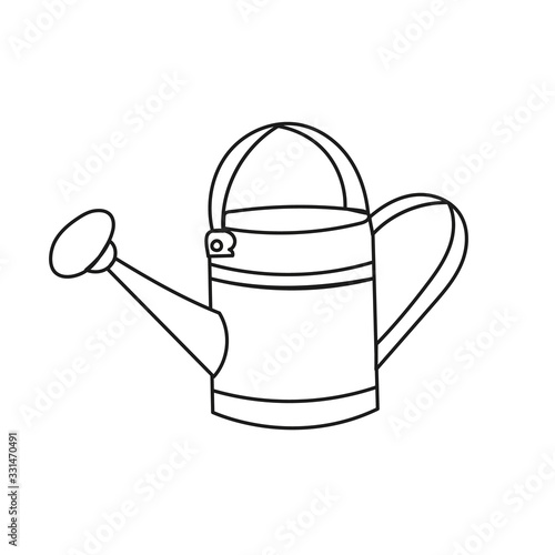 Outline watering can isolated on a white background.