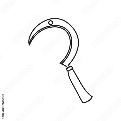 Sickle outline vector symbol icon design on white background.