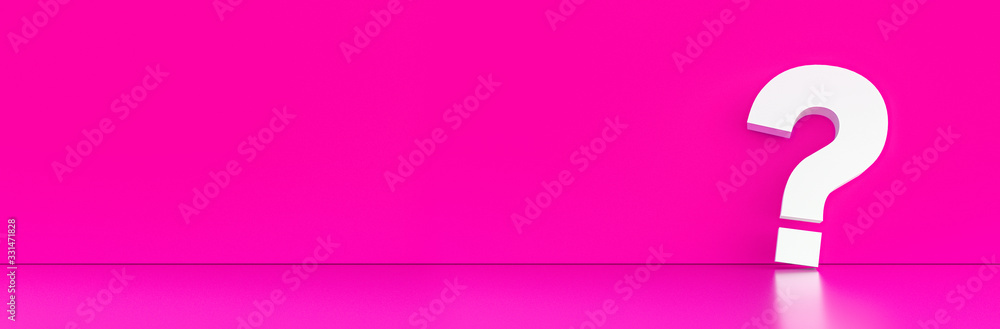 question mark in front of a red color wall background. Business support concept - 3D Rendering. question mark in front of a red color wall background. Business support concept - 3D Rendering.