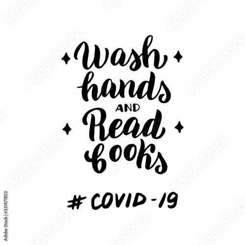 Coronavirus warning poster. Covid-19 inscription lettering banner. Sign to prevent desease outbreak. Stop corona virus epidemic concept leaflet. Vector eps 10.