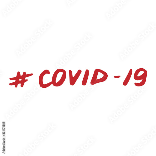 Coronavirus warning poster. Covid-19 inscription lettering banner. Sign to prevent desease outbreak. Stop corona virus epidemic concept leaflet. Vector eps 10.
