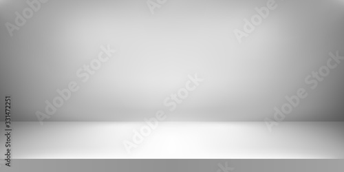 Empty white color studio. Room background, product display with copy space for display of content design. Vector illustration