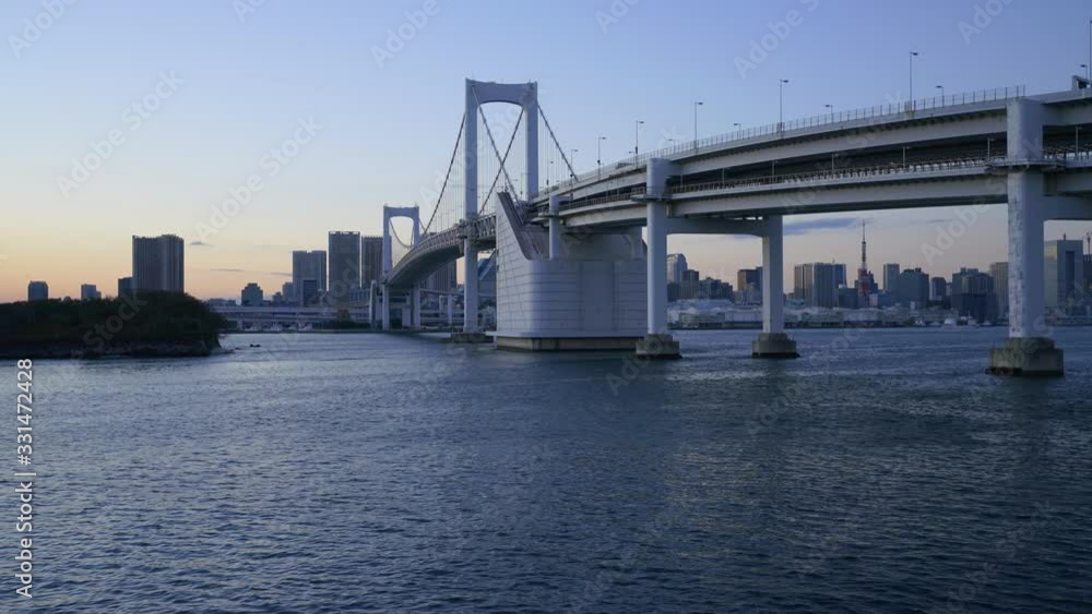 Tokyo Time lapse - Sunset of Rainbow Bridge and Tokyo Tower Tokyo Time lapse - Sunset of Rainbow Bridge and Tokyo Tower