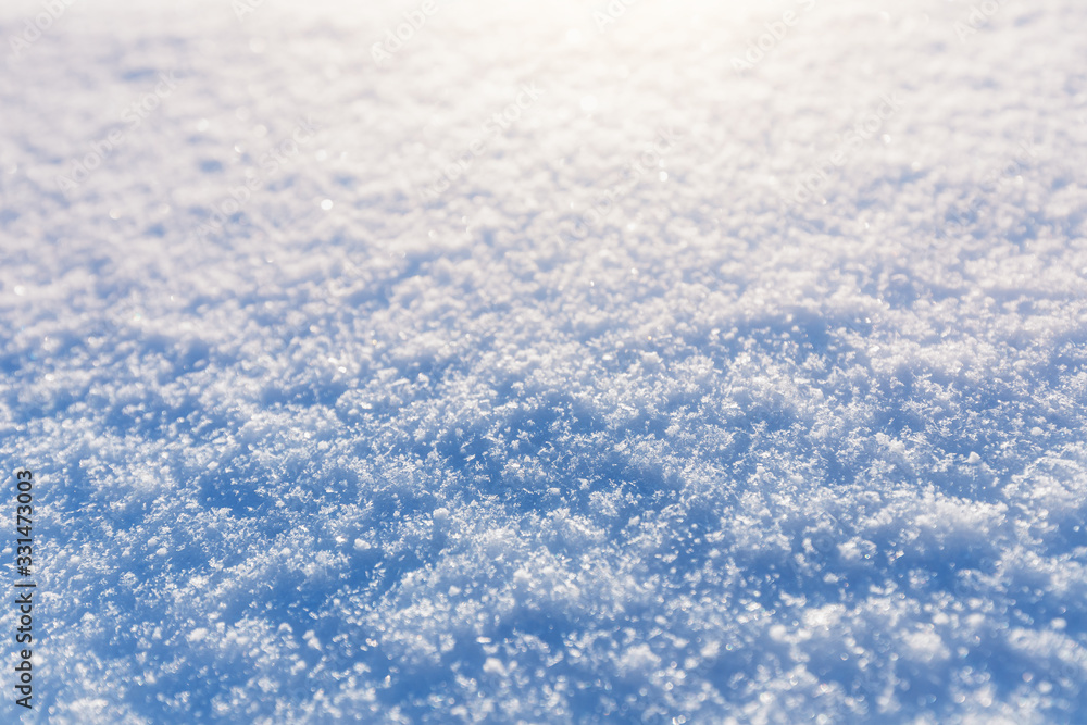 Large snowflakes lie on a snow bank. The concept of weather forecasts and the winter climate Large snowflakes lie on a snow bank. The concept of weather forecasts and the winter climate