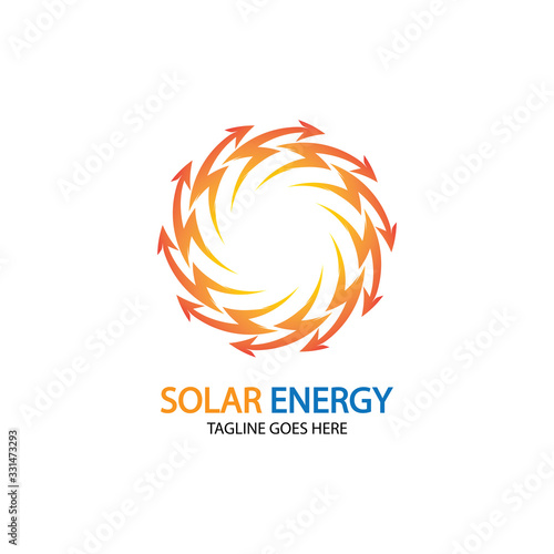 Sun solar energy logo design template. solar tech logo designsv