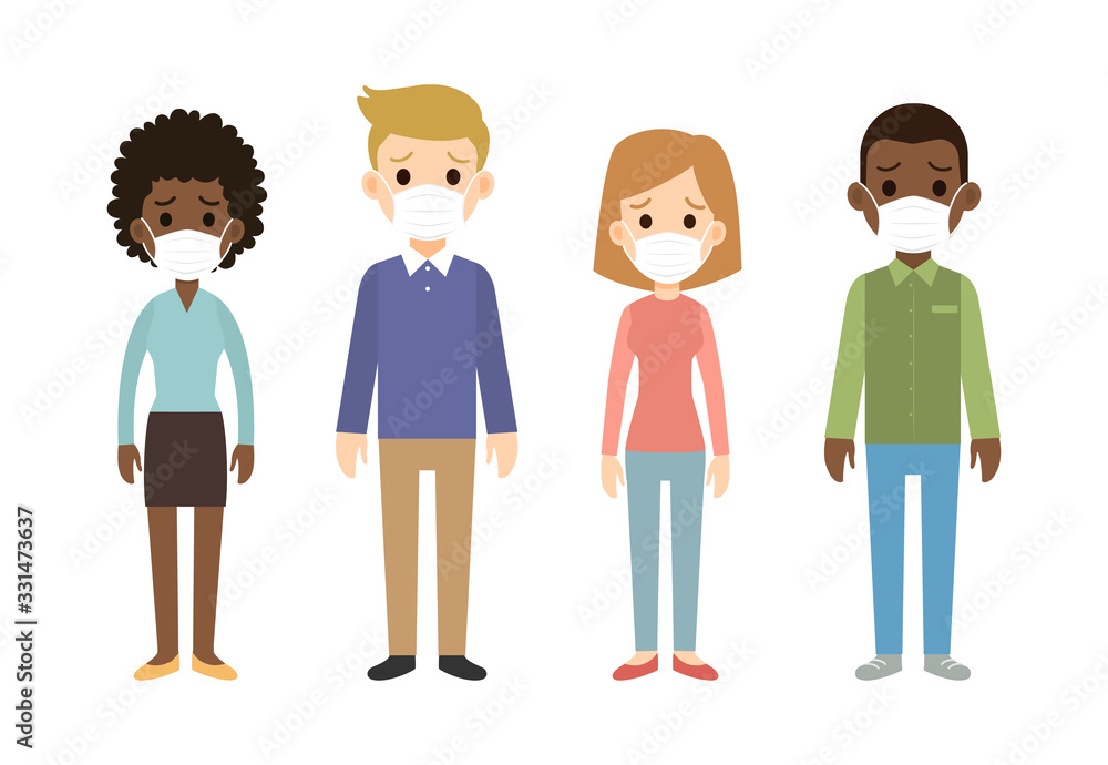 Group of people wearing protective face masks - Vector illustration Group of people wearing protective face masks - Vector illustration