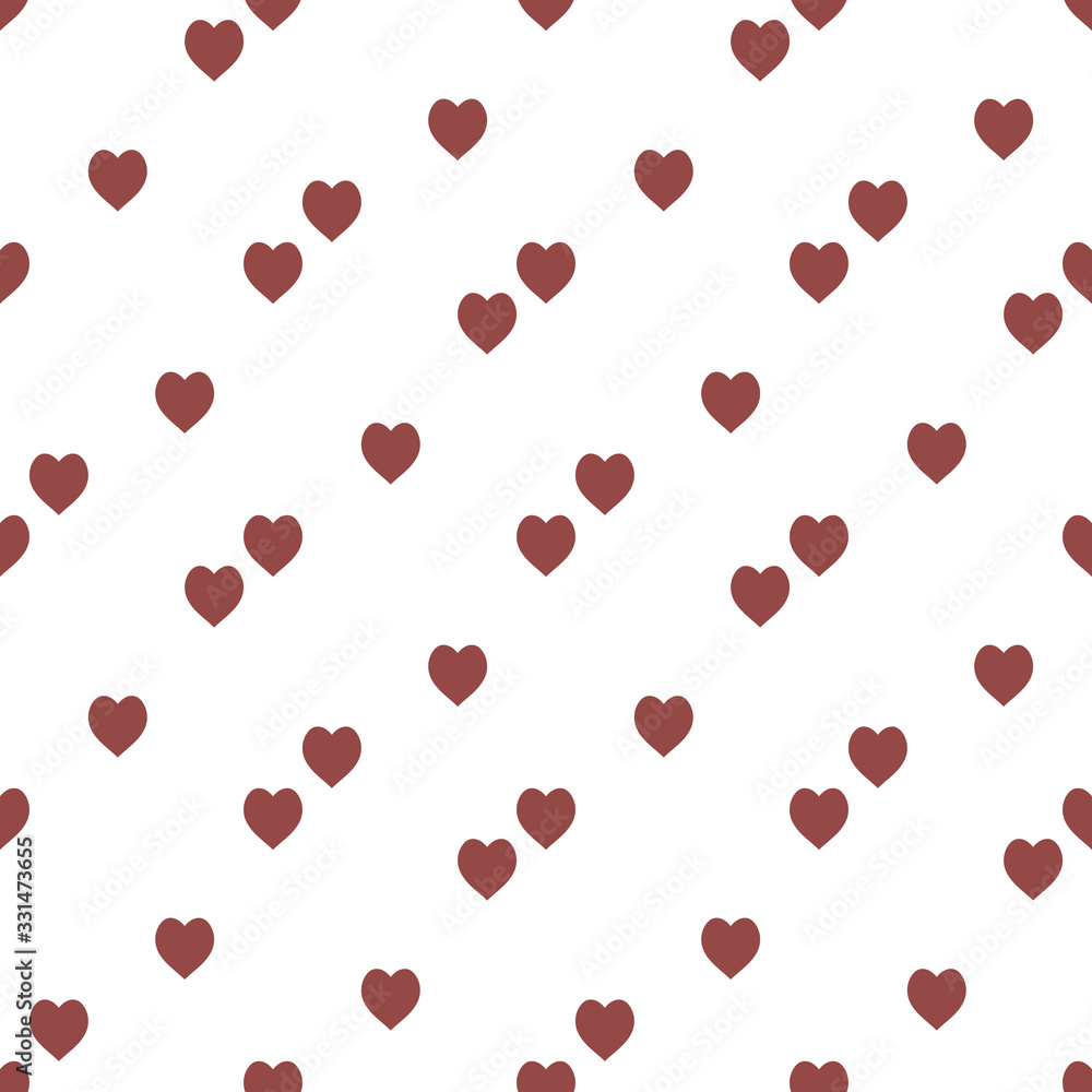 Seamless pattern with great cozy dark red hearts on white background for plaid, fabric, textile, clothes, tablecloth and other things. Vector image.