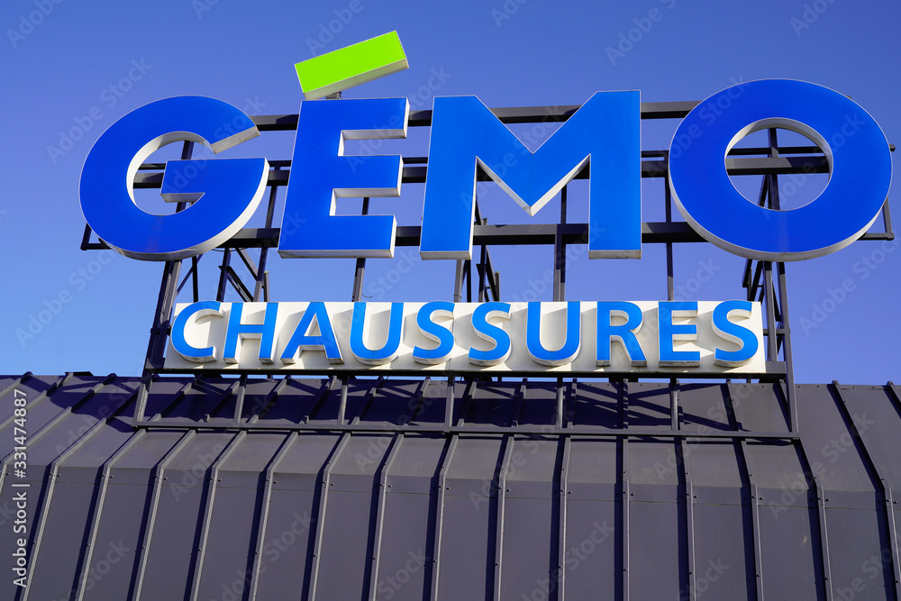 Gemo chaussures logo store shoes sign shop shoe brand French group Eram  fashion distribution clothing Stock Photo | Adobe Stock