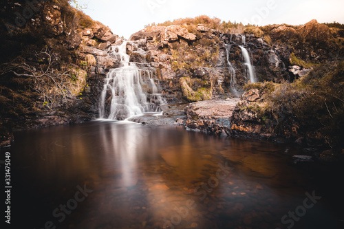 Beautiful waterfalls scenery on the Isle of Skye, Scotland: The Fairy Pools, Glen Brittle, Scotland