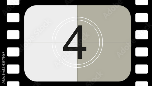 classic movie countdown frame at the number four. Vintage retro cinema. Abstract concept graphic element. Art design.