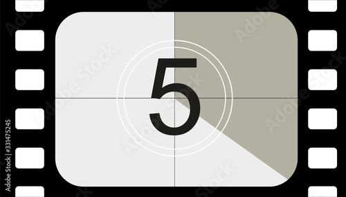 classic movie countdown frame at the number five. Vintage retro cinema. Abstract concept graphic element. Art design.