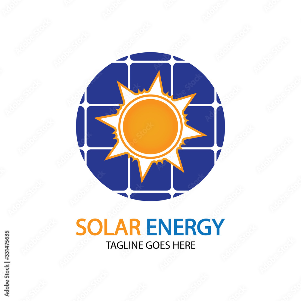 Fototapeta premium Sun solar energy logo design template. solar tech logo designsv