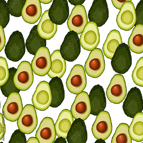 Seamless background of halved avocado fruit