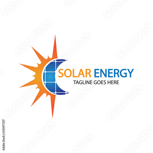 Sun solar energy logo design template. solar tech logo designsv
