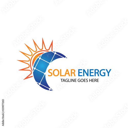 Sun solar energy logo design template. solar tech logo designsv