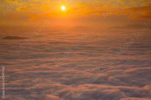 Landscape with Sun rise on of Phu Chi Fa in ChiangRai atThailand