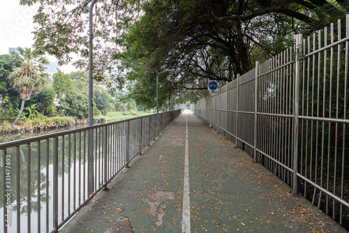 Bicycle lane between Benjakiti Park and Lumphini Park in Bangkok, Thailand