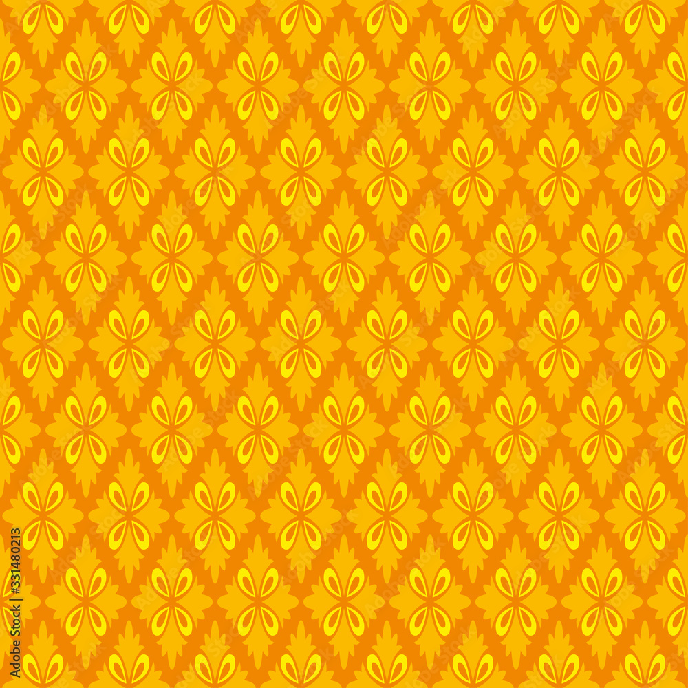 Vector background Wallpaper, yellow floral pattern on orange background, seamless pattern for your design
