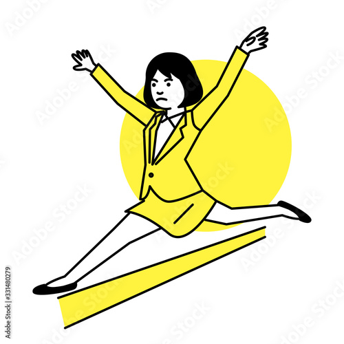 Business woman gymnastics on white background. Vector illustration.