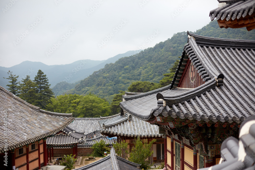 Haeinsa Temple in Hapcheon-gun, South Korea. Haeinsa is an old Korean traditional temple. Haeinsa Temple in Hapcheon-gun, South Korea. Haeinsa is an old Korean traditional temple.