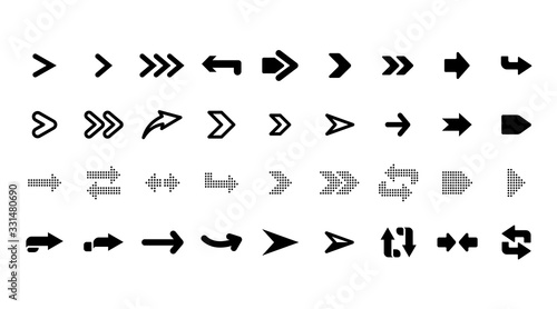 Web arrows. User pointer arrow sign, web interface pictograms, arrows collection for mobile apps, ui and web design, arrowheads isolated vector set. Arrow cursor pointer, user app icon illustration
