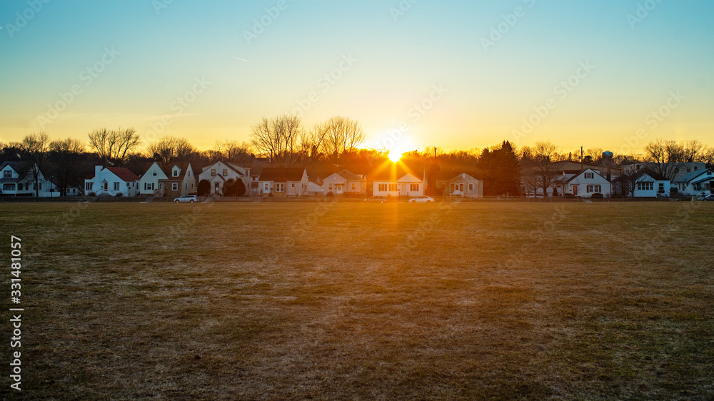 Spring Sunset across a field