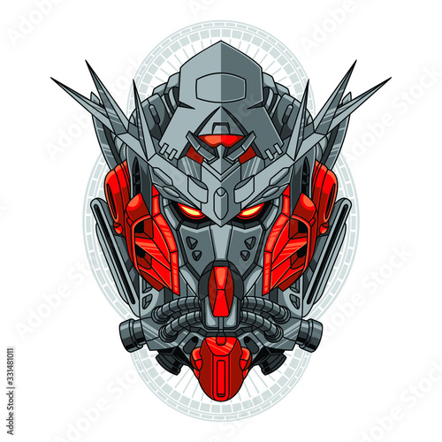 Mecha head with sacred geometry pattern
