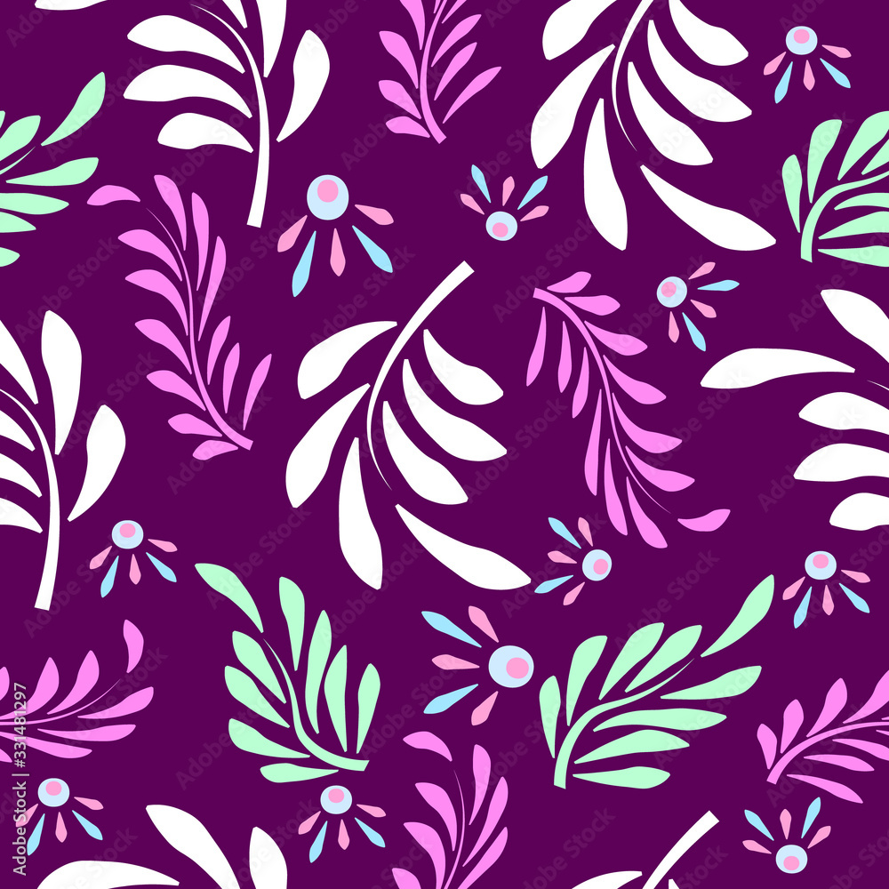Abstract fantasy leaves seamless pattern. Abstract fantasy leaves seamless pattern.