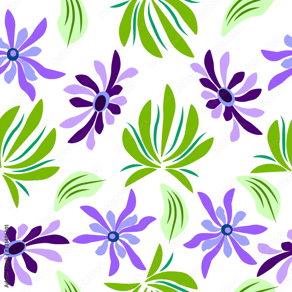 Abstract floral elements seamless pattern.
