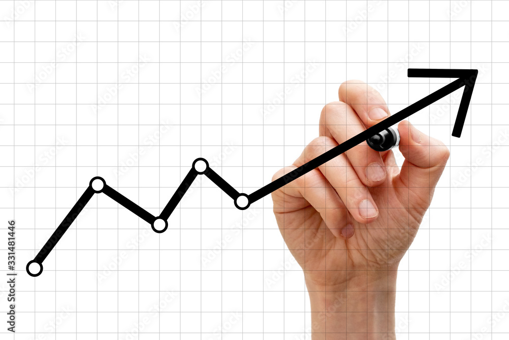Concept for growth. Black growth line on whiteboard. Concept for growth. Black growth line on whiteboard.
