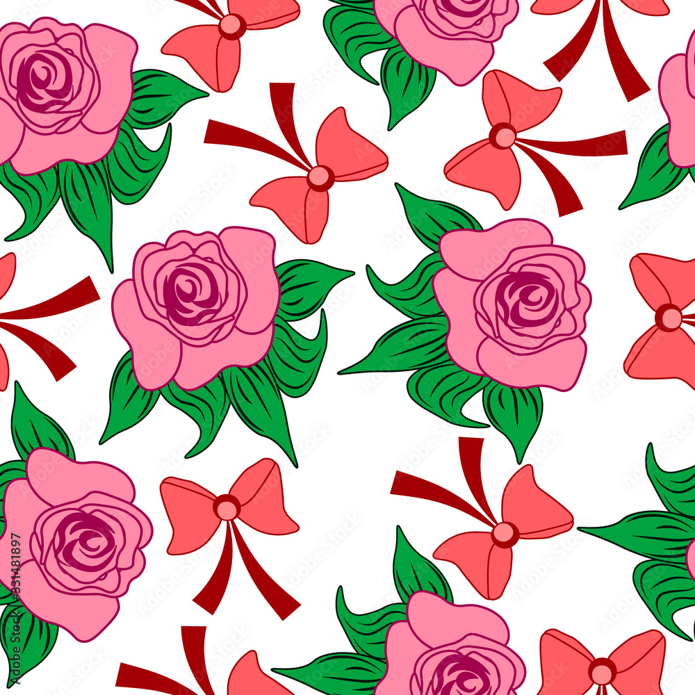 Pink elegance roses seamless pattern.