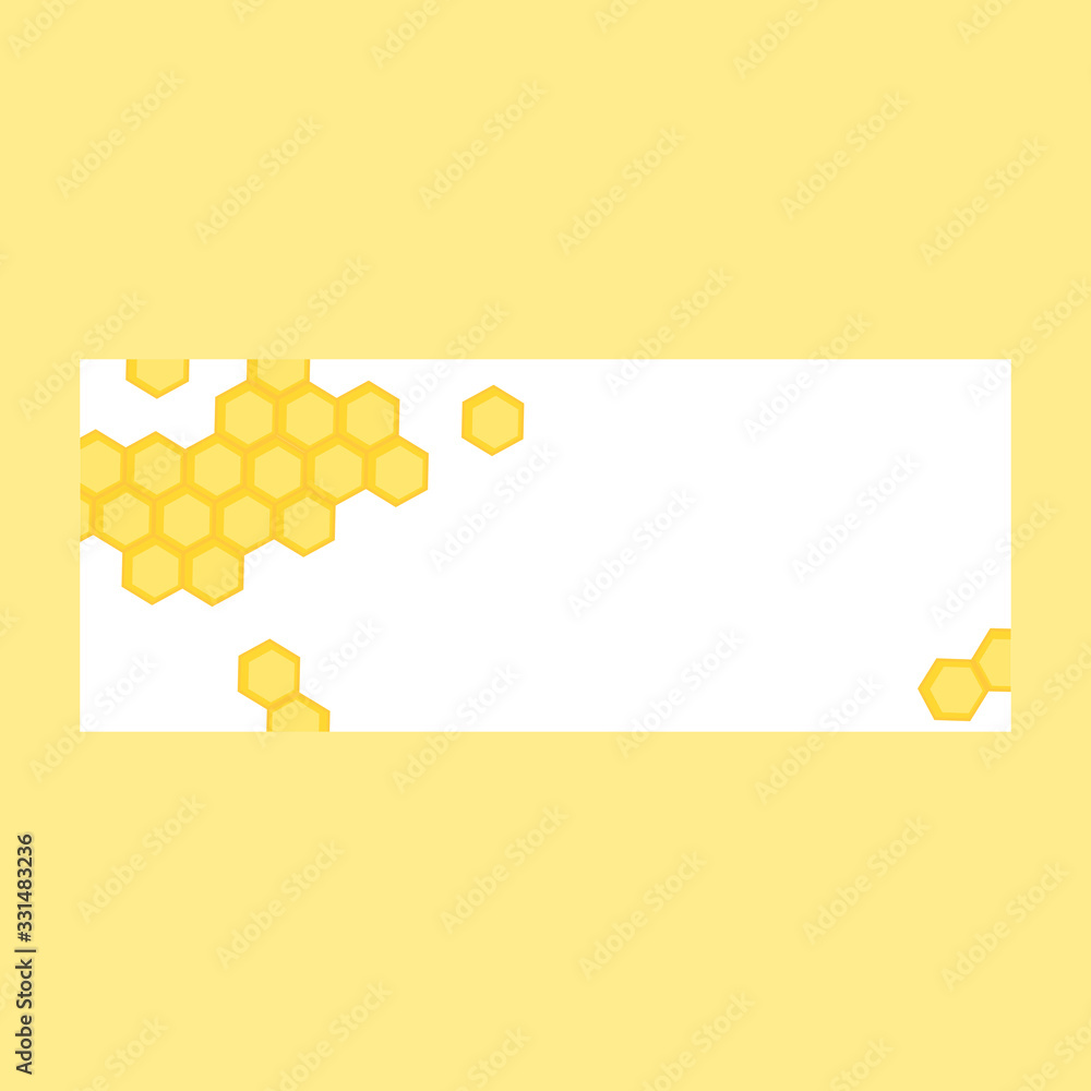 Fototapeta premium This is vector banner. Cute nature illustration with bee, honey wax.