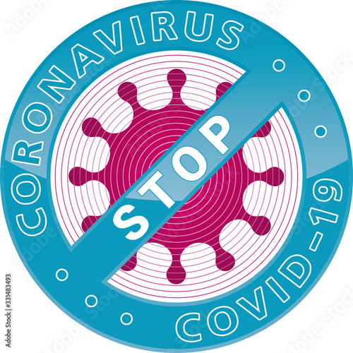 Coronavirus COVID-19 STOP badge. Stopvirus vector icon.