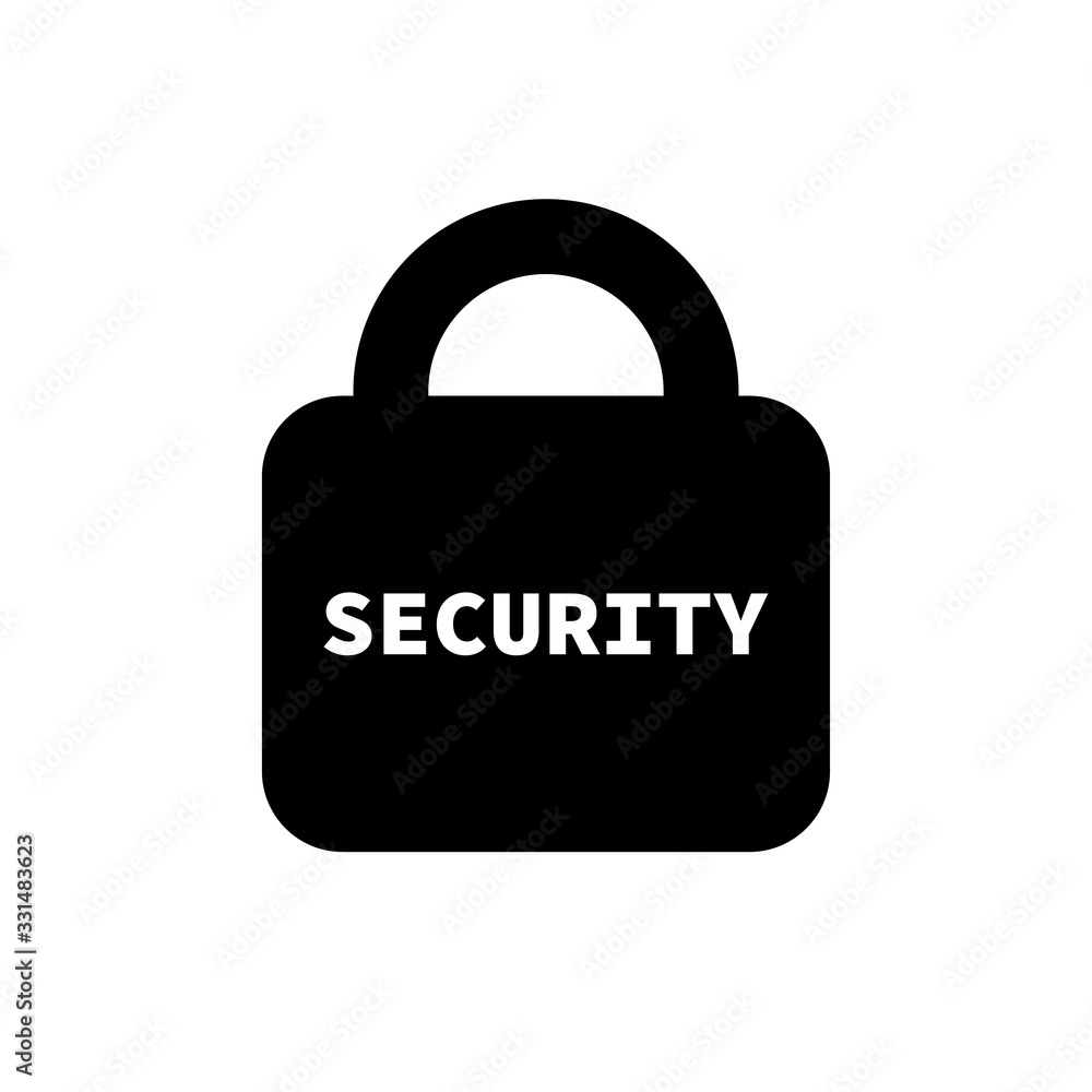 Lock icon Flat style . Lock and word Security Lock icon Flat style . Lock and word Security