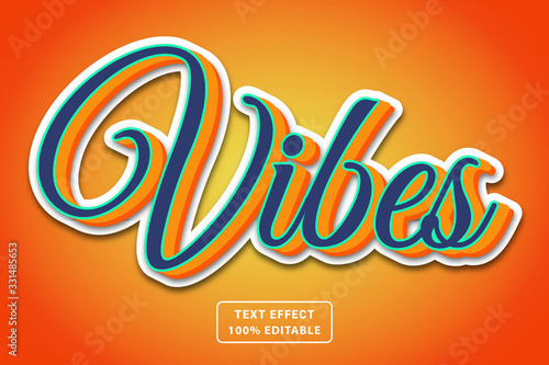 3d vibes text effect, editable text, script style