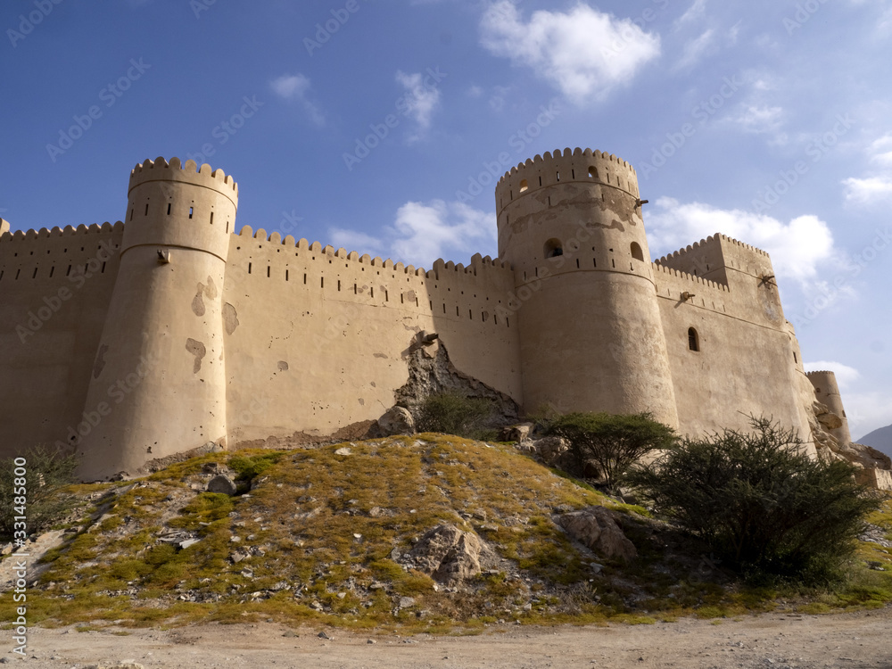 The ancient fortress of Al-Nakhal, rises above the old city of Muscat, Oman