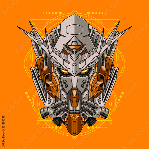 Mecha head with sacred geometry pattern