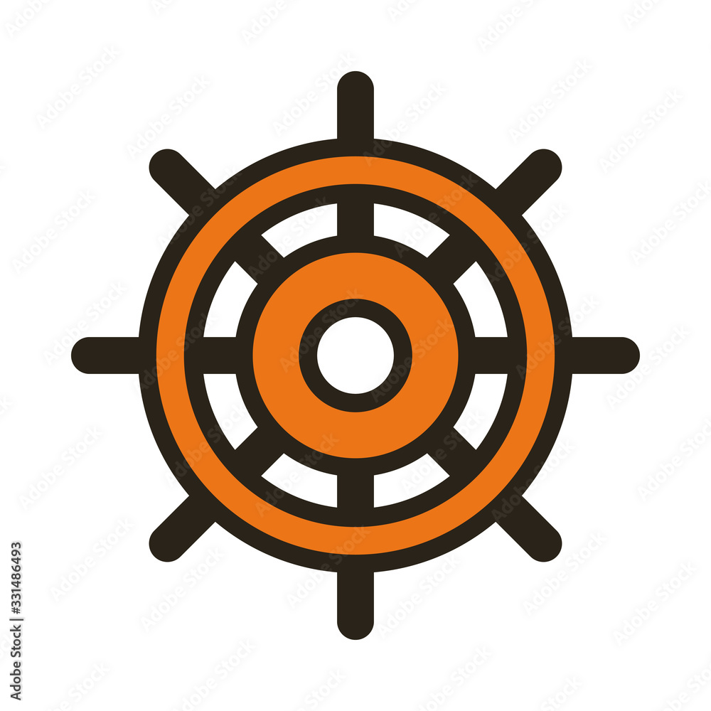 helm of ship line and fill style icon helm of ship line and fill style icon
