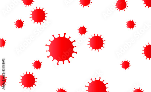 Coronavirus pattern icon. Red virus disease symbol. Influenza epidemic texture logo. Covid-19 sign. Isolated on white background. Vector illustration image.