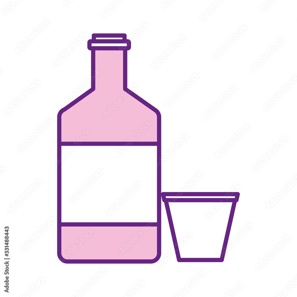 Mexican bottle and shot cup line style icon vector design Mexican bottle and shot cup line style icon vector design