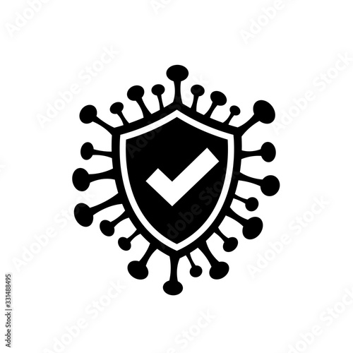 COVID-19 with Shield icon design style on white background, protect from Coronavirus epidemic icon