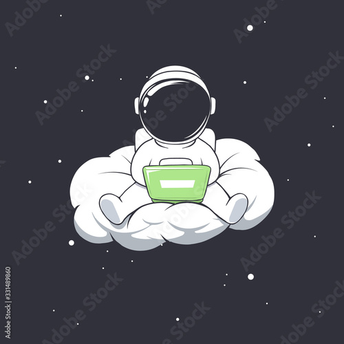 astronaut work in freelance on cloud