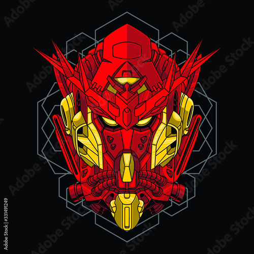 Mecha head with sacred geometry pattern