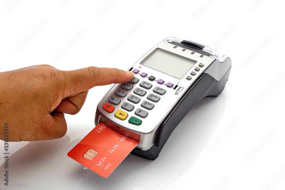 Credit card machine isolated on white background Credit card machine isolated on white background